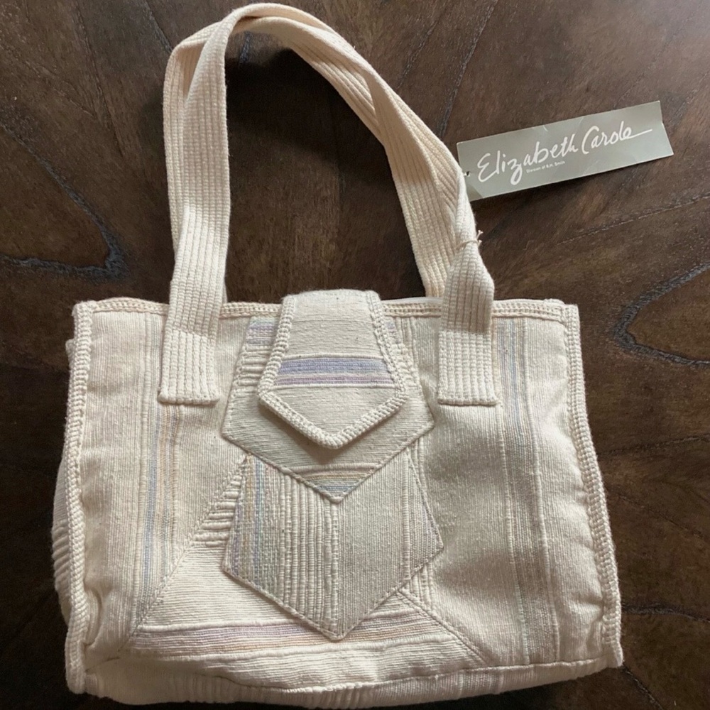 Elizabeth Carole B.H. Smith Ivory Boho Linen Woven NWT Bag